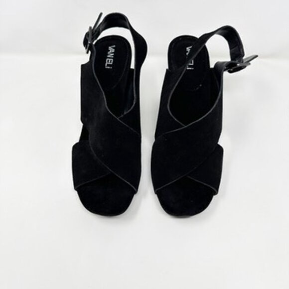 Vaneli Black Suede Cross Over Strap Heeled Sandal - Picture 2 of 4